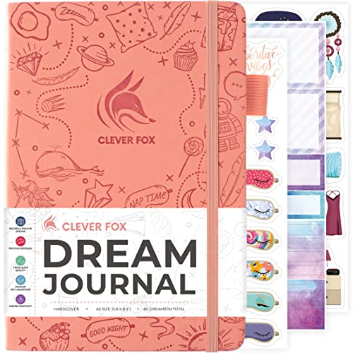 Clever Fox Dream Journal – Guided Dream Diary for Women, Men & Kids – Hardcover Notebook to Track & Analyze Your Dreams & Sleep – Log Book for Dream Journaling – 60 Dreams Total, A5 Size, Light Pink